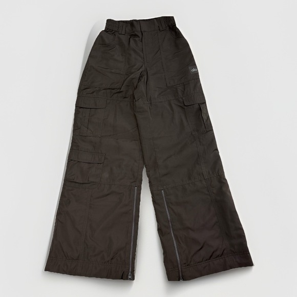Alo High Waist Ski Moto Cargo Pant Brown Wide Leg XS Women $198 - Picture 2 of 15